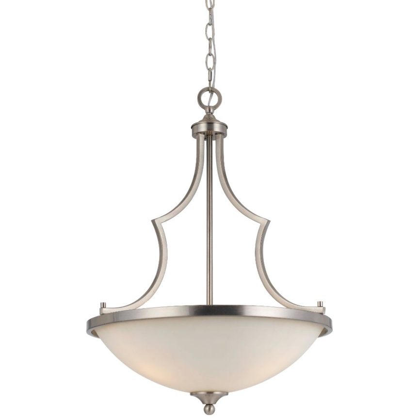 Cal Lighting FX-3531/1P Brushed Steel Barrie 3 Light Bowl Shaped Pendant