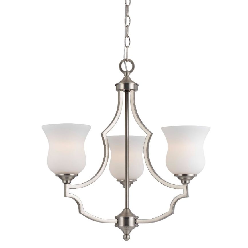 Cal Lighting FX-3531/3 Brushed Steel Barrie 3 Light 1 Tier Chandelier