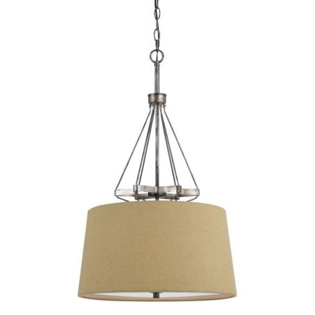 CAL Lighting FX-3538/1P 60W X 3 Cresco Pendant Fixture With Burlap Shade in Textured Steel