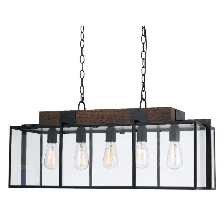 Cal Lighting FX-3582-5 Dark Bronze / Wood Antonio 5 Light Chandelier