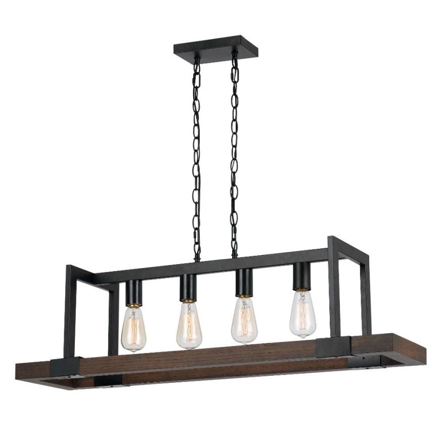Cal Lighting FX-3586-4 Wood / Dark Bronze Antonio 4 Light Chandelier