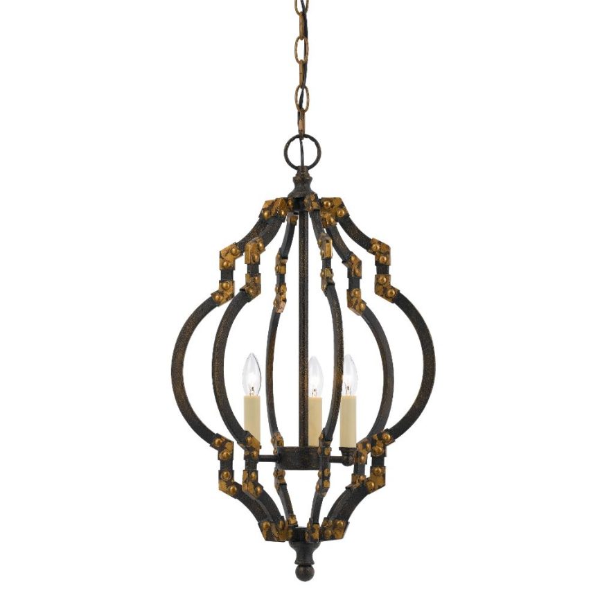 Cal Lighting FX-3593-3 Iron / Antiqued Gold Howell 3 Light Chandelier