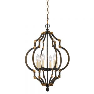 Cal Lighting FX-3593-6 Iron / Antiqued Gold Howell 6 Light Chandelier