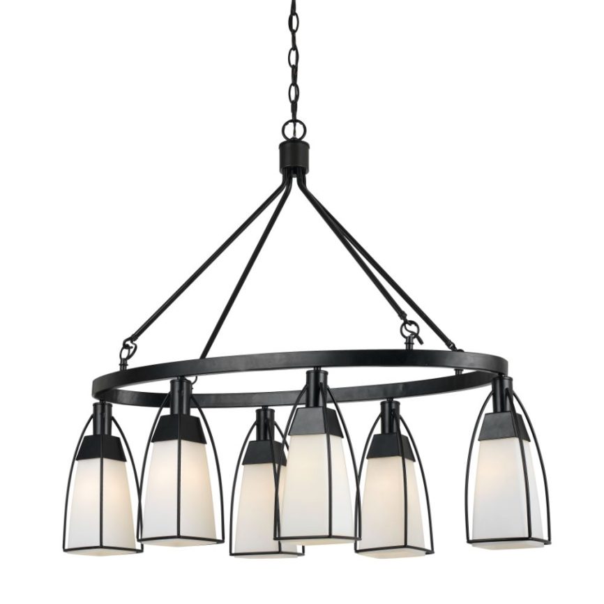 Cal Lighting FX-3612-6 60W x 6 Channing metal/glass chandelier