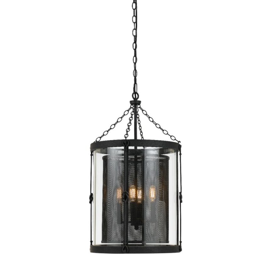 Cal Lighting FX-3617-4 Blacksmith 60W x 4 Westchester metal chandelier with mesh / glass shade