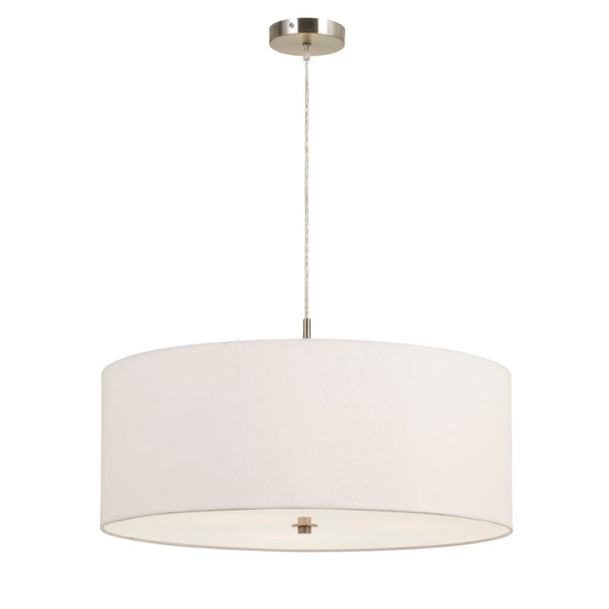 Cal Lighting FX-3629-3P Addison 12.25" Height Fabric Drum Pendant in White