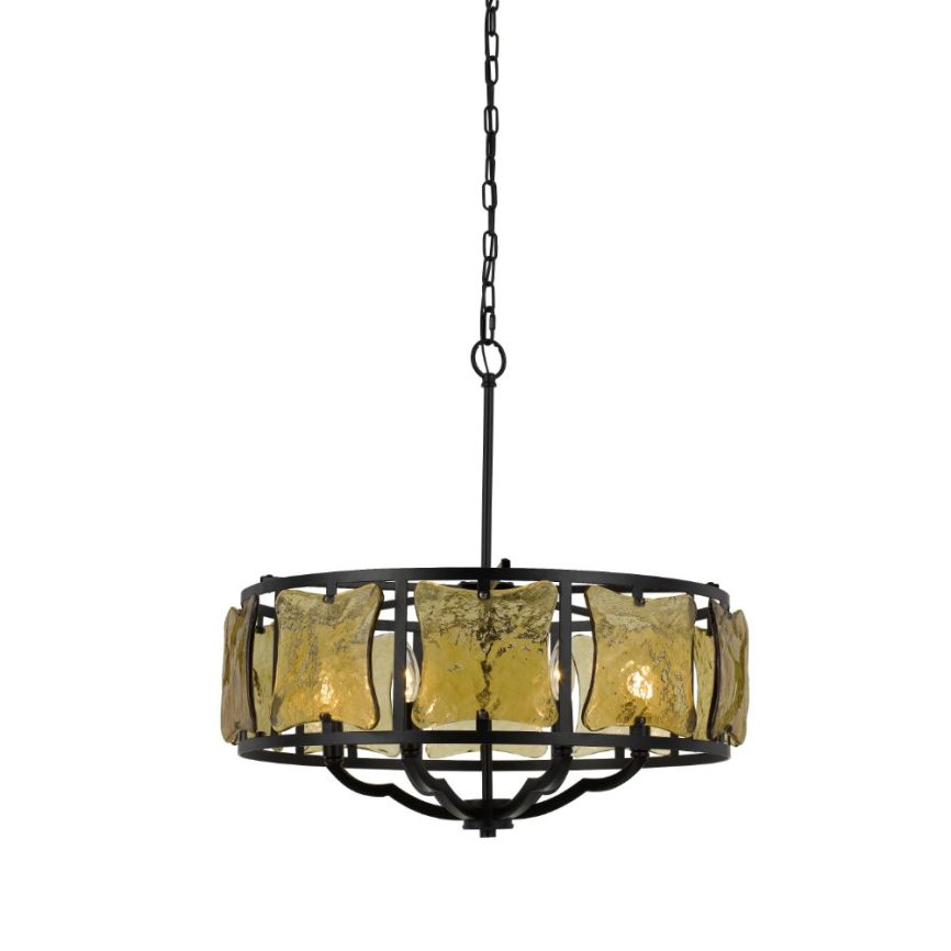 Cal Lighting FX-3677-6 Revenna 25" Height Iron Chandelier in Black Smith Finish