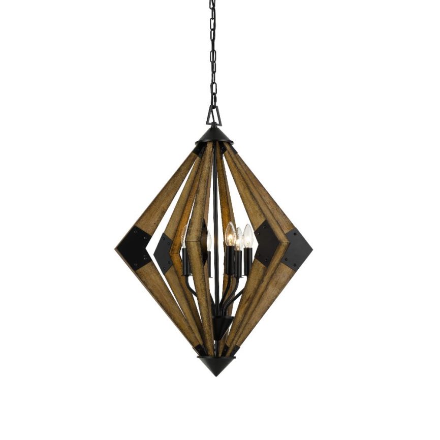 Cal Lighting FX-3679-6 Arezzo 31.25" Height Chandelier in Wood