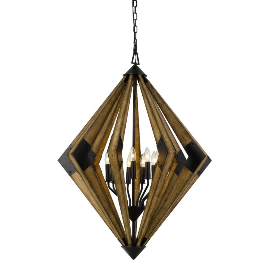 Cal Lighting FX-3679-9 Arezzo 40" Height Chandelier in Wood